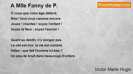 Victor Marie Hugo - A Mlle Fanny de P.