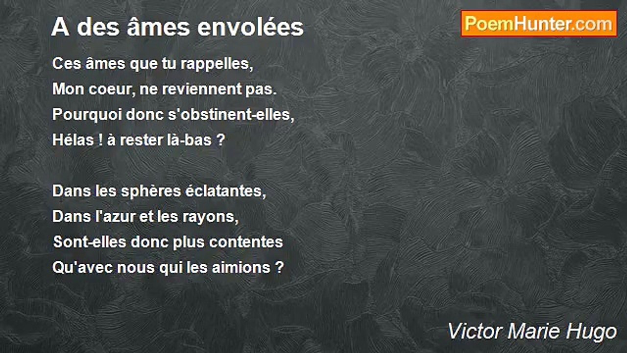 Victor Marie Hugo - A des âmes envolées
