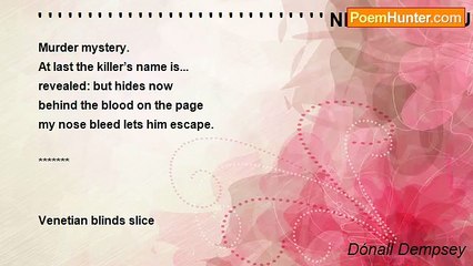Dónall Dempsey - ' ' ' ' ' ' ' ' ' ' ' ' ' ' ' ' ' ' ' ' ' ' ' ' ' ' ' ' ' NEW YORK MURDER MYSTERY(A Tanak & a brace of haiku)