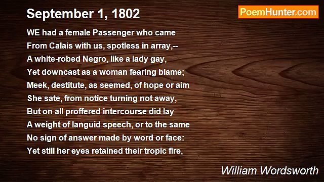 William Wordsworth - September 1, 1802