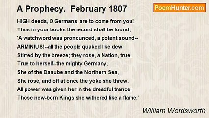 William Wordsworth - A Prophecy.  February 1807