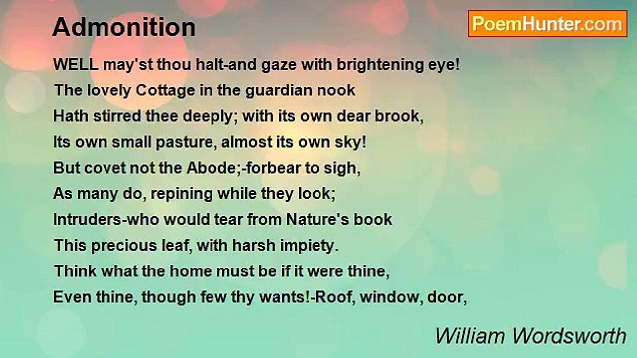 William Wordsworth - Admonition