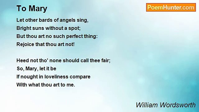 William Wordsworth - To Mary
