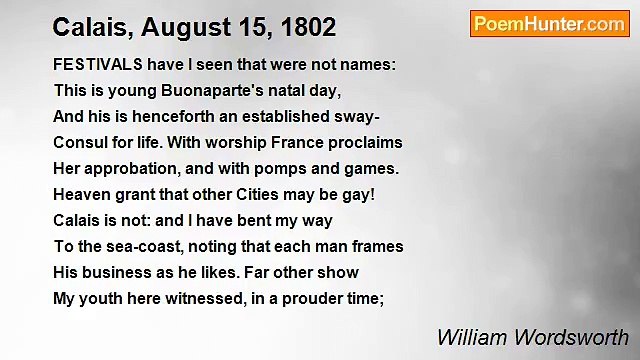 William Wordsworth - Calais, August 15, 1802