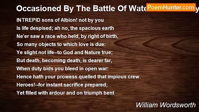 William Wordsworth - Occasioned By The Battle Of Waterloo February 1816