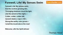 Thomas Hood - Farewell, Life! My Senses Swim