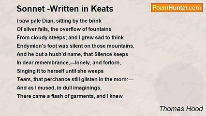 Thomas Hood - Sonnet -Written in Keats