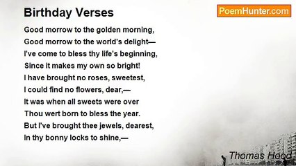 Thomas Hood - Birthday Verses