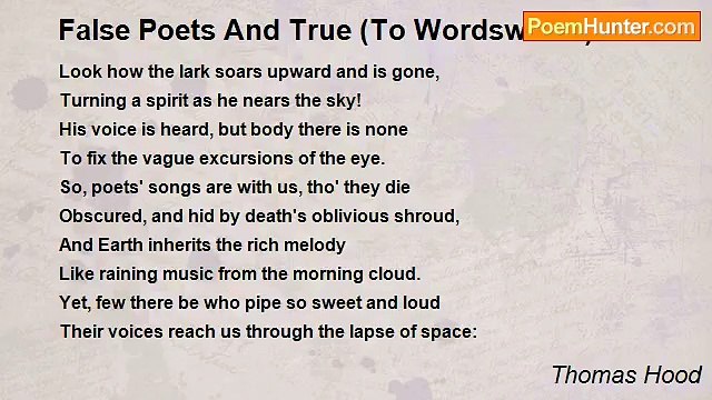 Thomas Hood - False Poets And True (To Wordsworth)