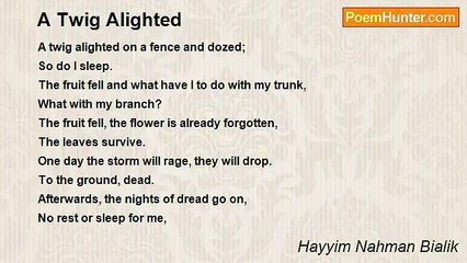 Hayyim Nahman Bialik - A Twig Alighted