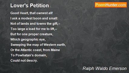 Ralph Waldo Emerson - Lover's Petition