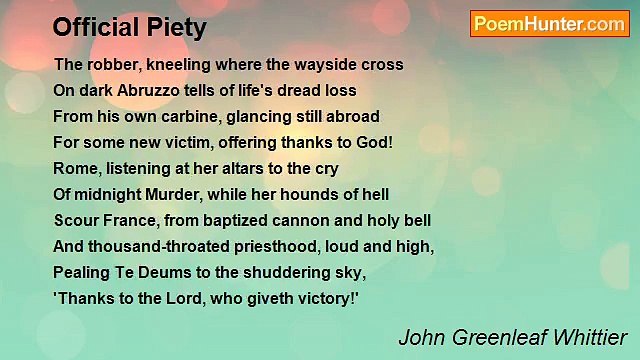John Greenleaf Whittier - Official Piety