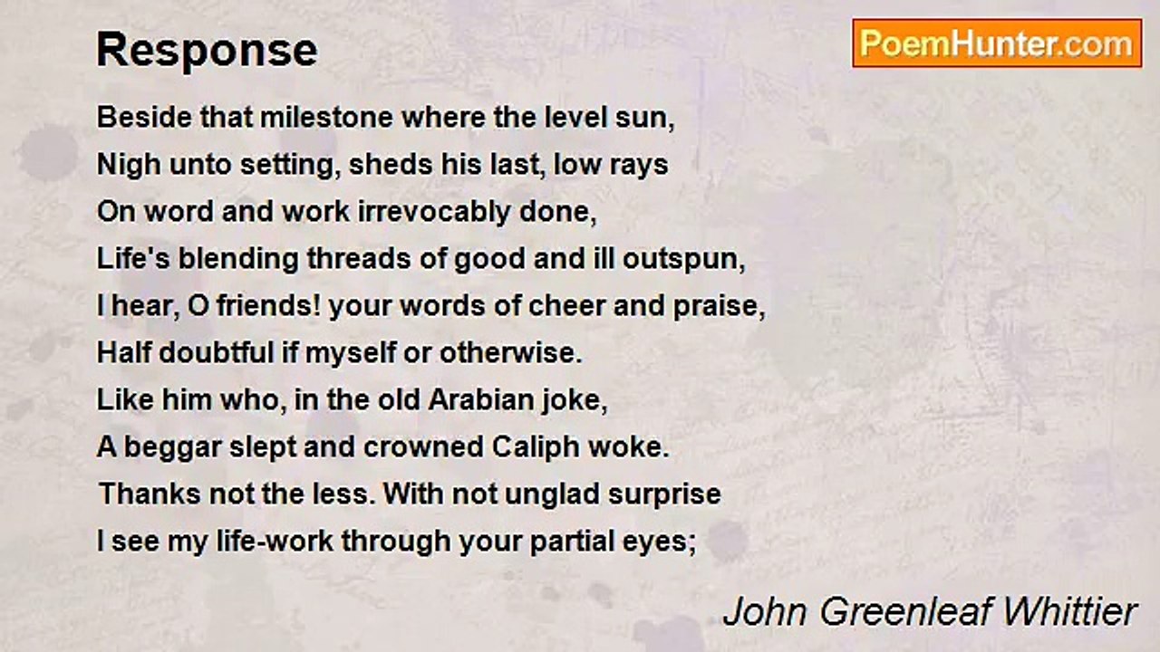 John Greenleaf Whittier - Response