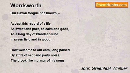 John Greenleaf Whittier - Wordsworth