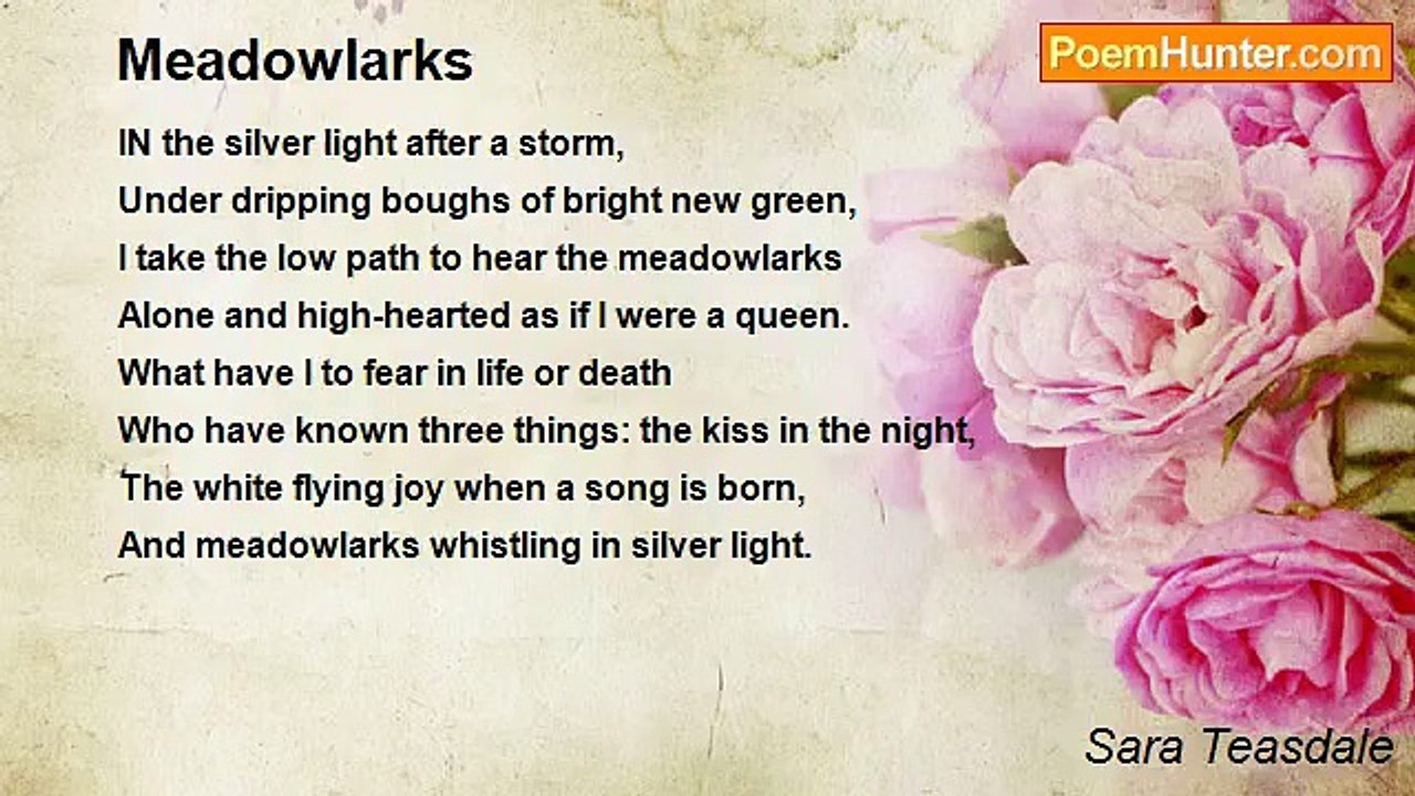 Sara Teasdale - Meadowlarks