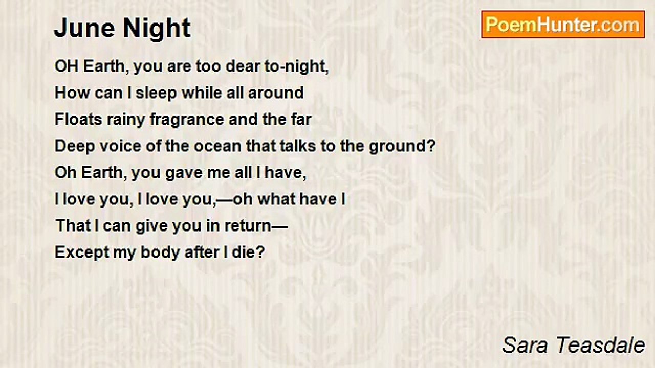 Sara Teasdale - June Night