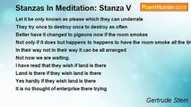 Gertrude Stein - Stanzas In Meditation: Stanza V