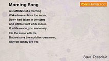 Sara Teasdale - Morning Song
