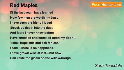 Sara Teasdale - Red Maples