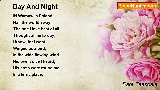 Sara Teasdale - Day And Night