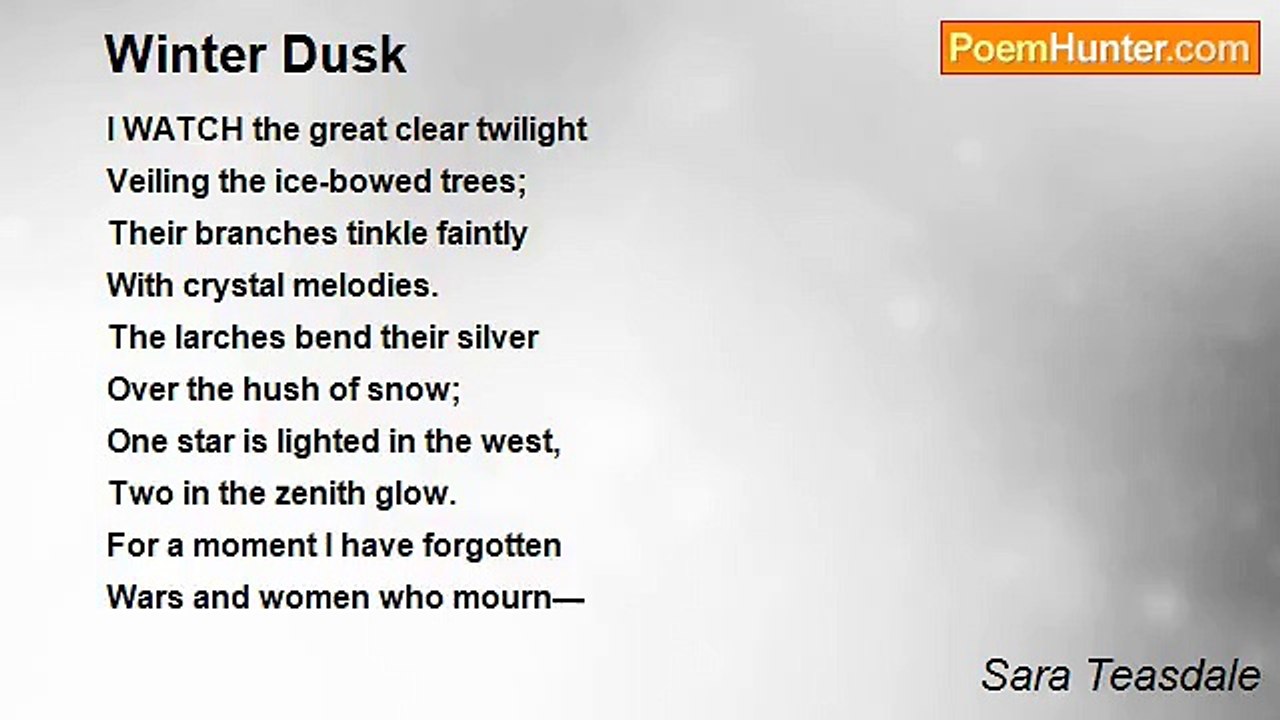 Sara Teasdale - Winter Dusk