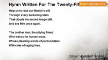 Oliver Wendell Holmes - Hymn Written For The Twenty-Fifth Anniversary Of The Reorganization Of The Boston Young Men’s Christian Union
