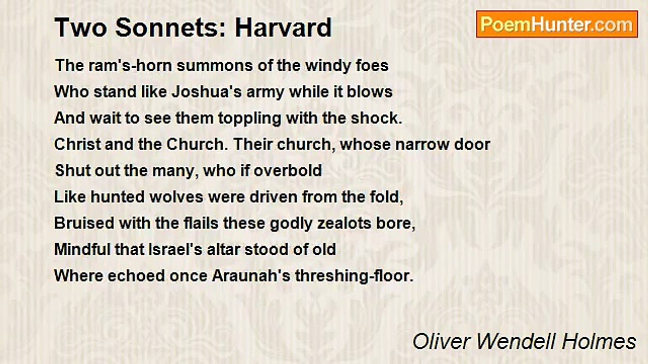 Oliver Wendell Holmes - Two Sonnets: Harvard
