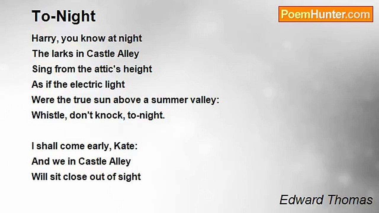 Edward Thomas - To-Night