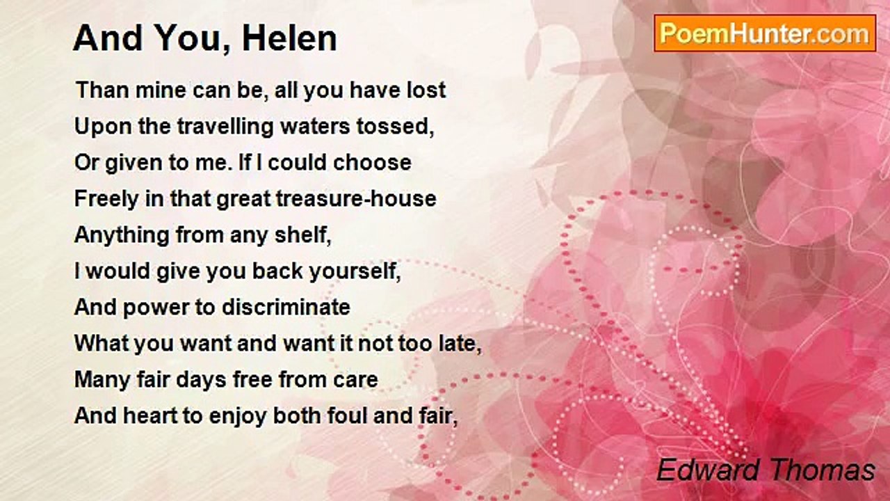 Edward Thomas - And You, Helen