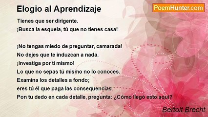 Bertolt Brecht - Elogio al Aprendizaje