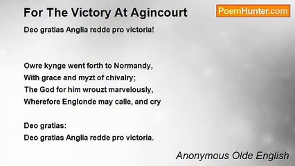 Anonymous Olde English - For The Victory At Agincourt