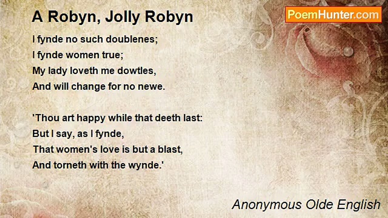Anonymous Olde English - A Robyn, Jolly Robyn