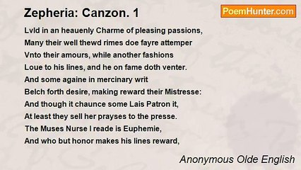 Anonymous Olde English - Zepheria: Canzon. 1