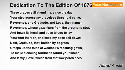 Alfred Austin - Dedication To The Edition Of 1876 To H.J.A.