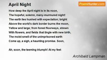 Archibald Lampman - April Night