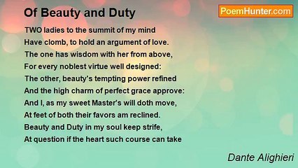 Dante Alighieri - Of Beauty and Duty