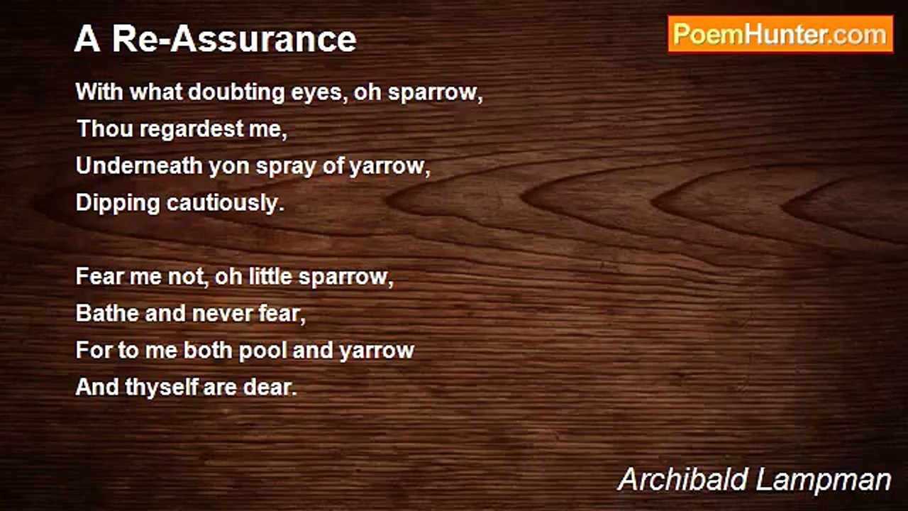 Archibald Lampman - A Re-Assurance