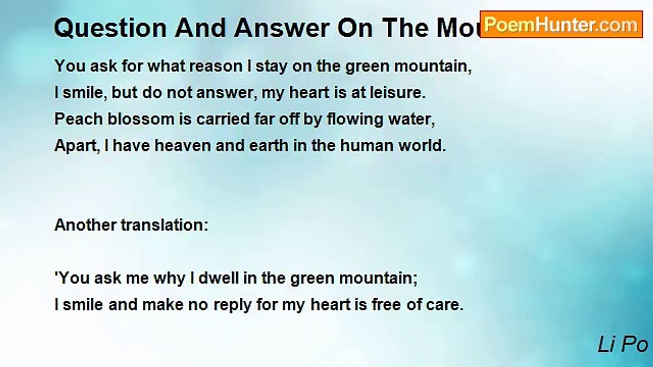 Li Po - Question And Answer On The Mountain