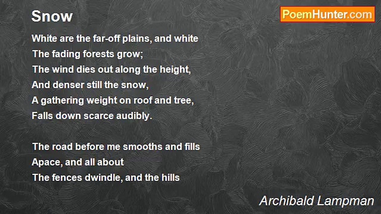 Archibald Lampman - Snow
