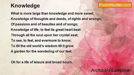 Archibald Lampman - Knowledge