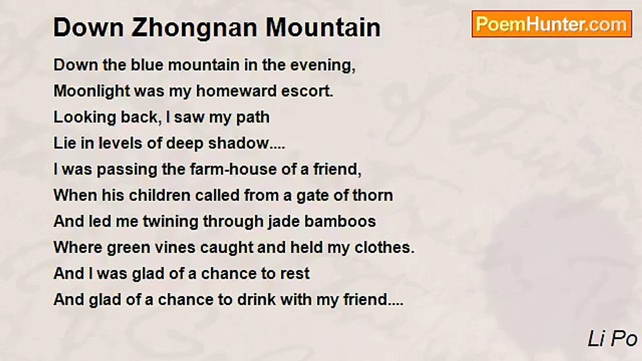 Li Po - Down Zhongnan Mountain