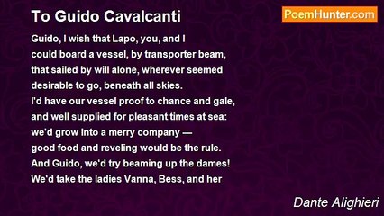 Dante Alighieri - To Guido Cavalcanti