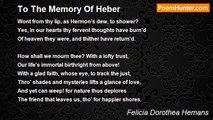 Felicia Dorothea Hemans - To The Memory Of Heber