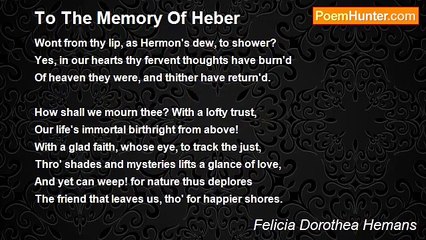 Felicia Dorothea Hemans - To The Memory Of Heber