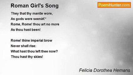Felicia Dorothea Hemans - Roman Girl's Song