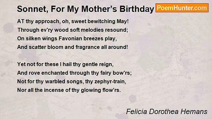 Felicia Dorothea Hemans - Sonnet, For My Mother’s Birthday