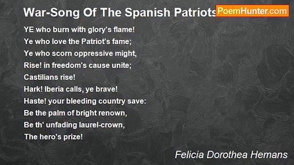 Felicia Dorothea Hemans - War-Song Of The Spanish Patriots
