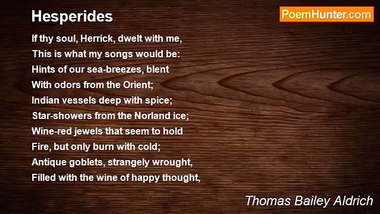 Thomas Bailey Aldrich - Hesperides