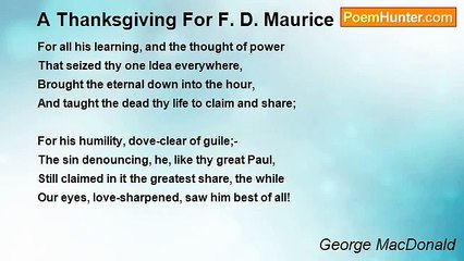 George MacDonald - A Thanksgiving For F. D. Maurice