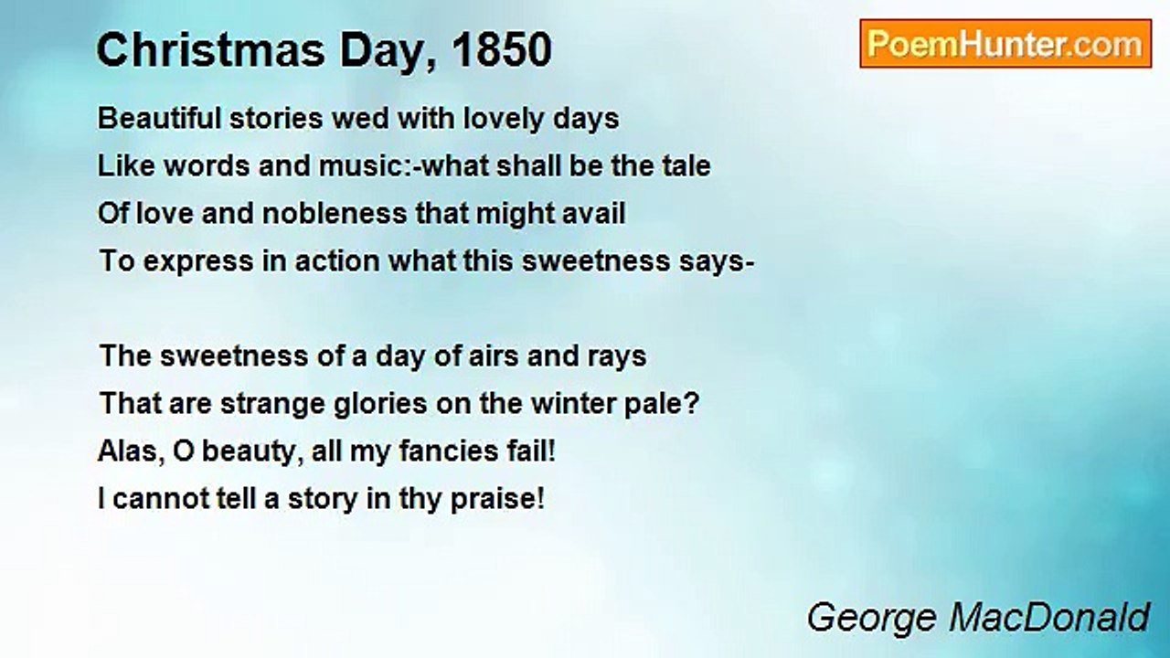 George MacDonald - Christmas Day, 1850